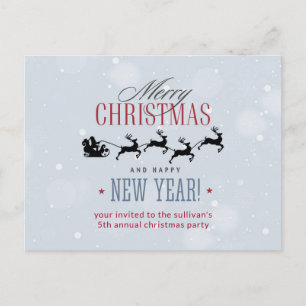 Cartão Postal Festa de Natal do Papai Noel e suas renas voadoras