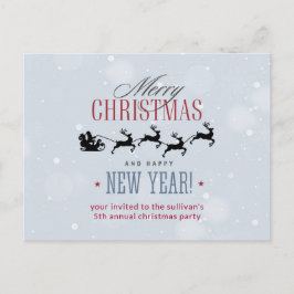 Cartão Postal Festa de Natal do Papai Noel e suas renas voadoras