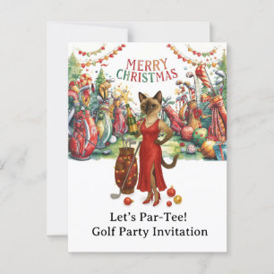 Cartão Postal Festa de Natal do Par de Golfe no Vamos
