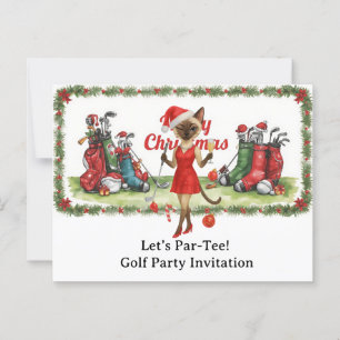 Cartão Postal Festa de Natal do Par de Golfe no Vamos