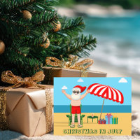 Festa de Natal em Julho Verão Papai Noel Praia
