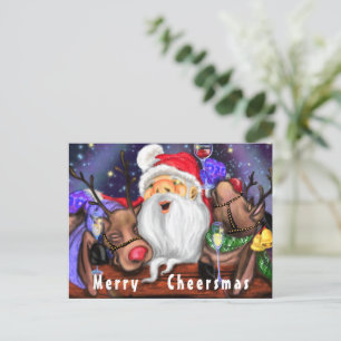 Cartão Postal Festa de Natal Engraçada para Papais noeis e Rebe