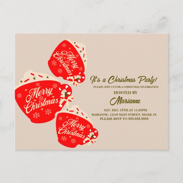 Cartão Postal Festa de Natal - Feliz de chocolate quente (Frente)