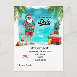 Cartão Postal Festa de Natal na Piscina – Papai Noel Salva a Dat