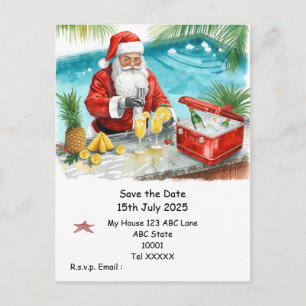 Cartão Postal Festa de Natal na Piscina – Papai Noel Salve a Dat