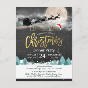 Cartão Postal Festa de Natal Santa Hat Reindeer Sleigh