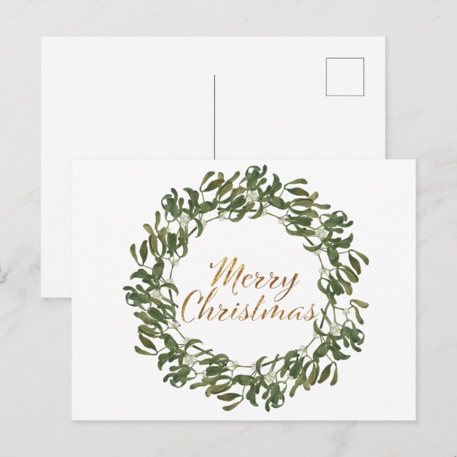 Cartão Postal Festa de Natal Verde e Deus Feliz Natal (Frente/Verso)