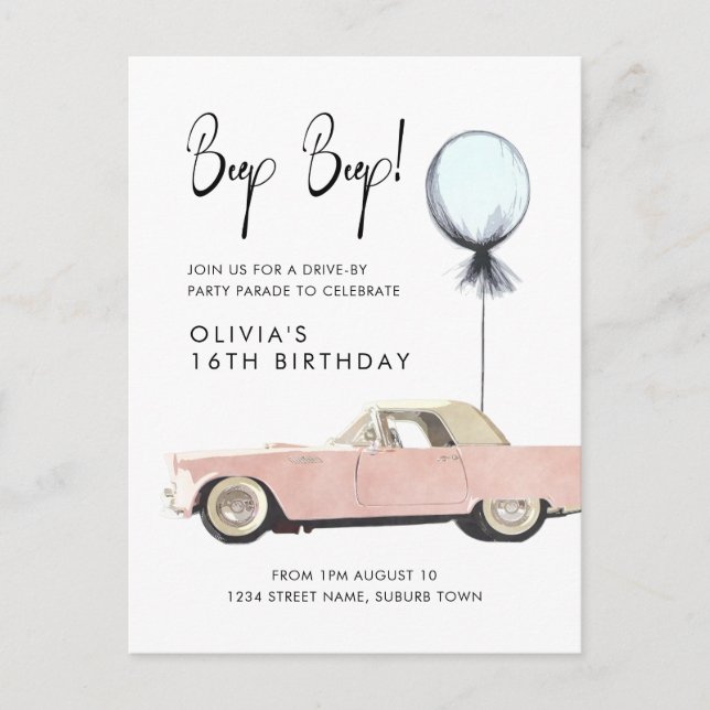 Cartão Postal Festa De Parada Do Carro Retroativo Por Rockabilly (Frente)