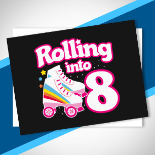 Cartão Postal Festa de Patins para Crianças - 8º Aniversário - P