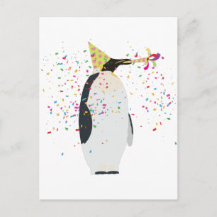 Cartão Postal Festa de Pinguins - Animais se Divertindo
