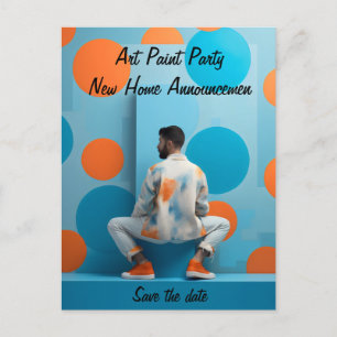 Cartão Postal Festa de Pintura DIY Anúncio de Endereço Residenci