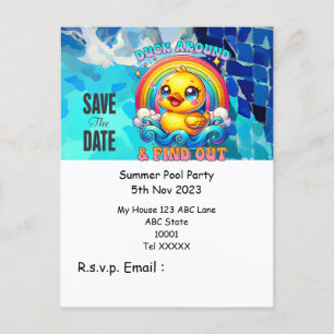 Cartão Postal Festa de piscina com Bebida na piscina