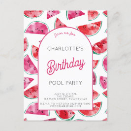 Cartão Postal Festa de Piscina de Aniversário da Melancia