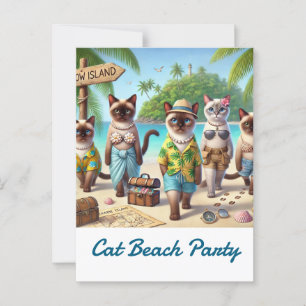 Cartão Postal Festa de praia para os amantes do Cat Hawaii