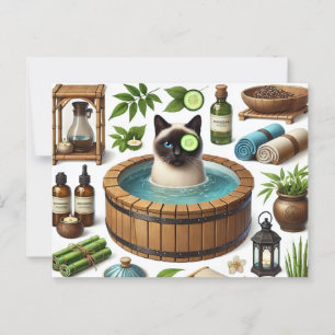 Cartão Postal Festa de spa para amantes de gatos siameses