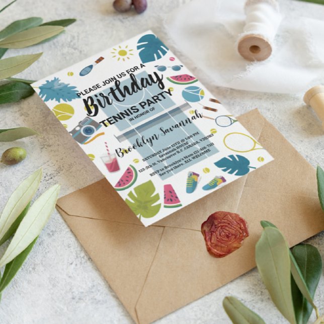 Cartão Postal Festa de Tenis de Aniversário Summer Splash (Criador carregado)