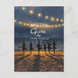 Cartão Postal Festa de Yoga Crescer e Fluir com fundo do oceano