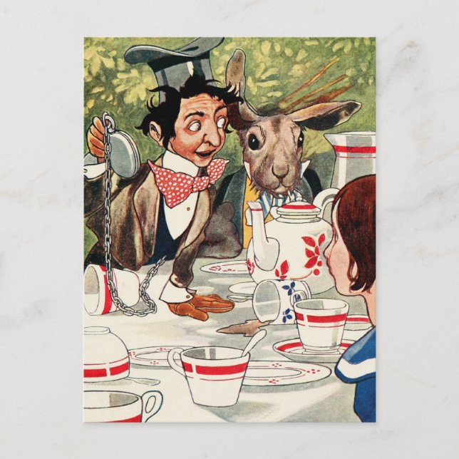 Cartão Postal Festa do Chá de Mad Hatter (Frente)