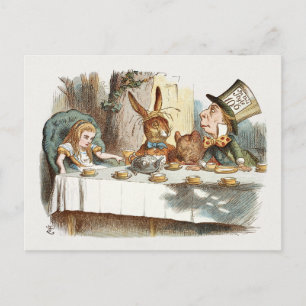 Cartão Postal Festa do Chá - Ilustração de Alice no País das Mar