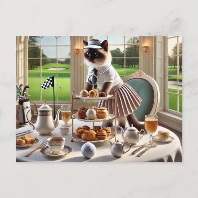 Cartão Postal Festa do clube de golfe para amantes de gatos (Frente)