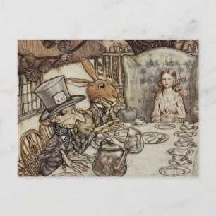 Cartão Postal Festa do Coelho da Alice no Aniversário e Não Aniv