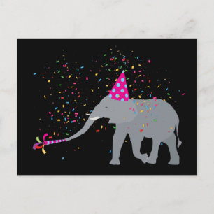 Cartão Postal Festa do Elefante - Animais se Divertindo