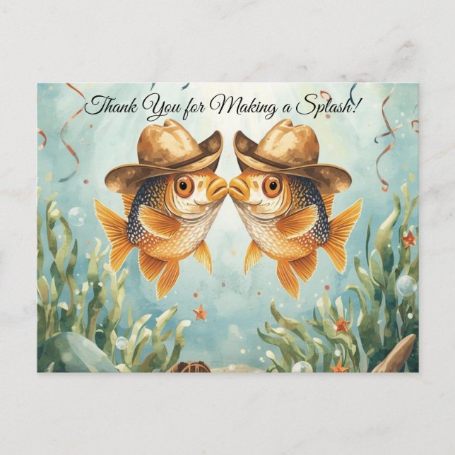 Cartão Postal Festa do Peixe Texas tema OBRIGADO (Frente)
