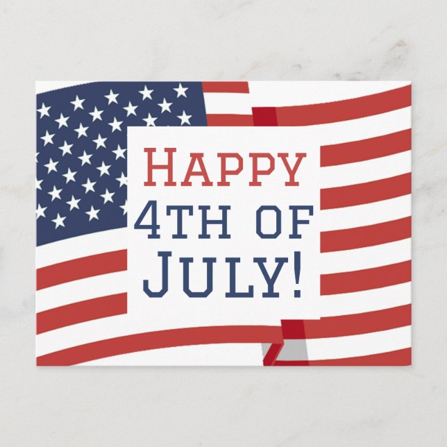 Cartão Postal Festa feliz do dia 4 de julho da Independência  (Frente)