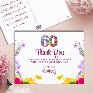 Cartão Postal Festa moderna de 60 anos de obrigados florais