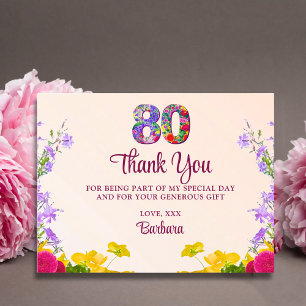 Cartão Postal Festa moderna de 80 anos para obrigados florais de