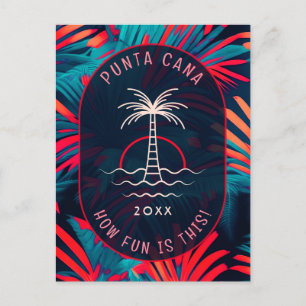 Cartão Postal Festa na praia de Punta Cana Folhas de palmeira pô