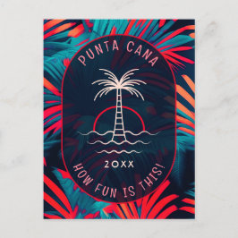 Cartão Postal Festa na praia de Punta Cana Folhas de palmeira pô