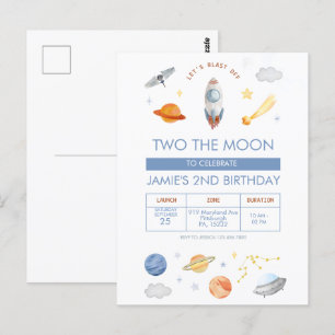 Cartão Postal Festa no Espaço Sideral Astronauta 2º Aniversário