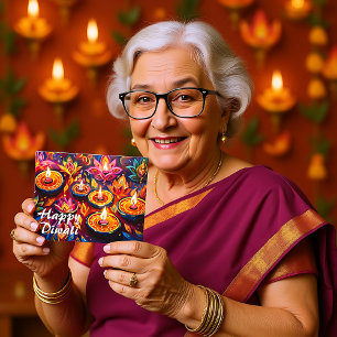 Cartão Postal Festa Radiante: Uma Feliz Celebração de Diwali