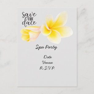 Cartão Postal Festa Spa guarde a data com Plumeria Flower