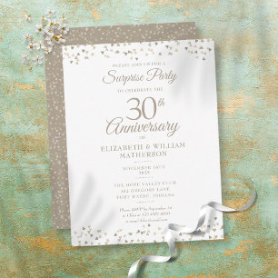 Cartão Postal Festa Surpresa de 30º Aniversário Corações Confete