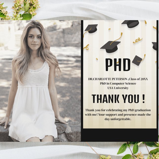 Cartão Postal Festa única de PhDGraduation - Obrigado (Criador carregado)