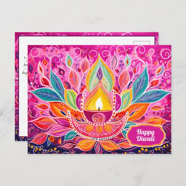 Cartão Postal Festas Radiantes: Uma Celebração Dazecore (Frente/Verso)