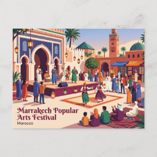 Cartão Postal Festival de Artes Populares de Marrakech Marrocos