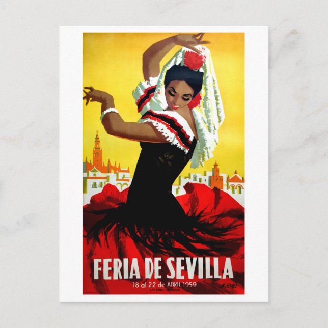 Cartão Postal Festival de Sevilha, dançarina espanhola, mulher,  (Frente)