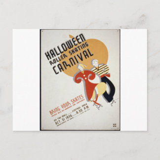 Cartão Postal Festival de Sking do Halloween Roller