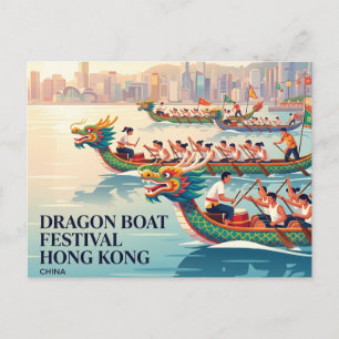 Cartão Postal Festival do Barco Dragão Hong Kong China