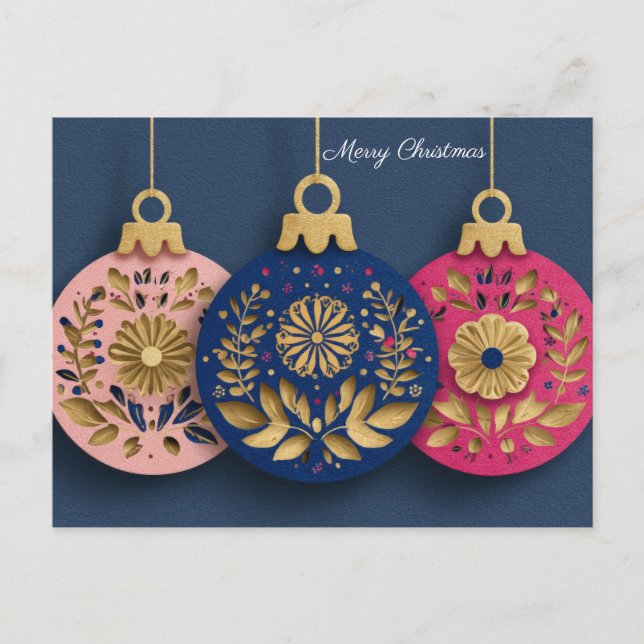 Cartão Postal Festive and elegant Christmas Bauble Greeting (Frente)