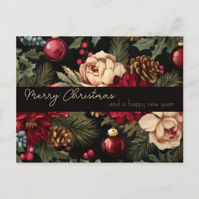 Cartão Postal Festive and elegant Christmas Greeting Postcard (Frente)
