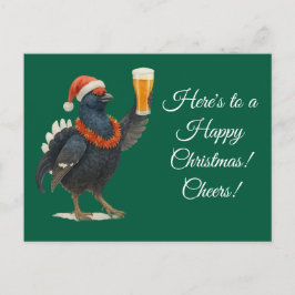 Cartão Postal Festive Grouse with Santa Hat Christmas postcard