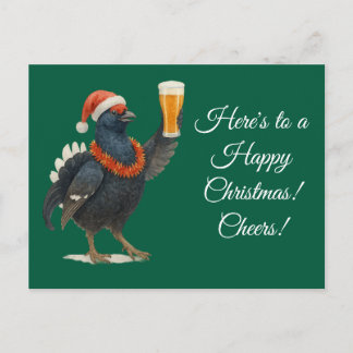 Cartão Postal Festive Grouse with Santa Hat Christmas postcard