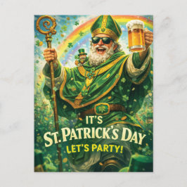Cartão Postal Festive St. Patrick's Day Party Illustration 