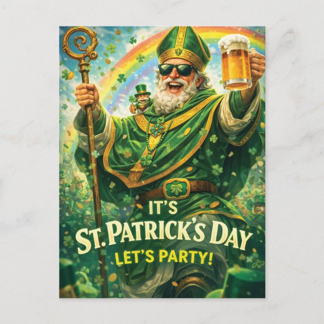 Cartão Postal Festive St. Patrick's Day Party Illustration  (Frente)