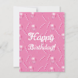 Cartão Postal Festivo com Balões Cor-de-Rosa e Con