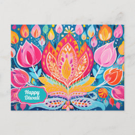 Cartão Postal Festivo Fauvist Diwali Saudações